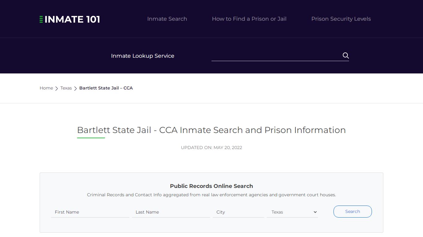 Bartlett State Jail - CCA Inmate Search, Visitation, Phone ...