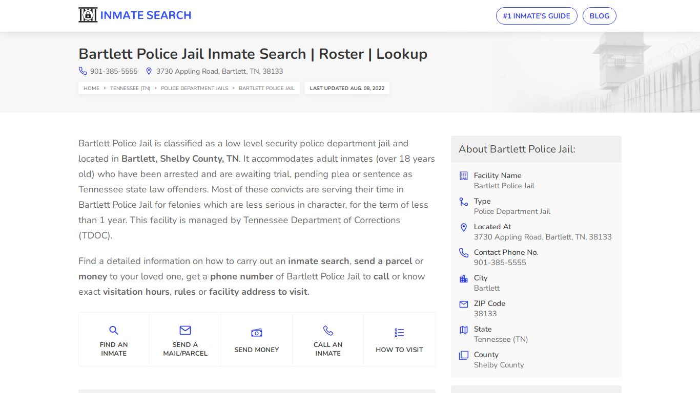 Bartlett Police Jail Inmate Search | Roster | Lookup
